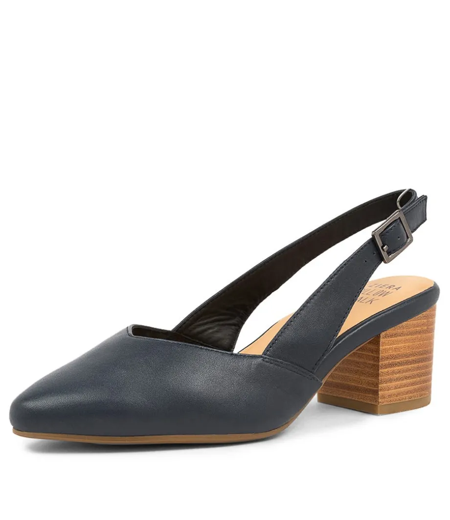 Veera Xw Navy Leather Heels