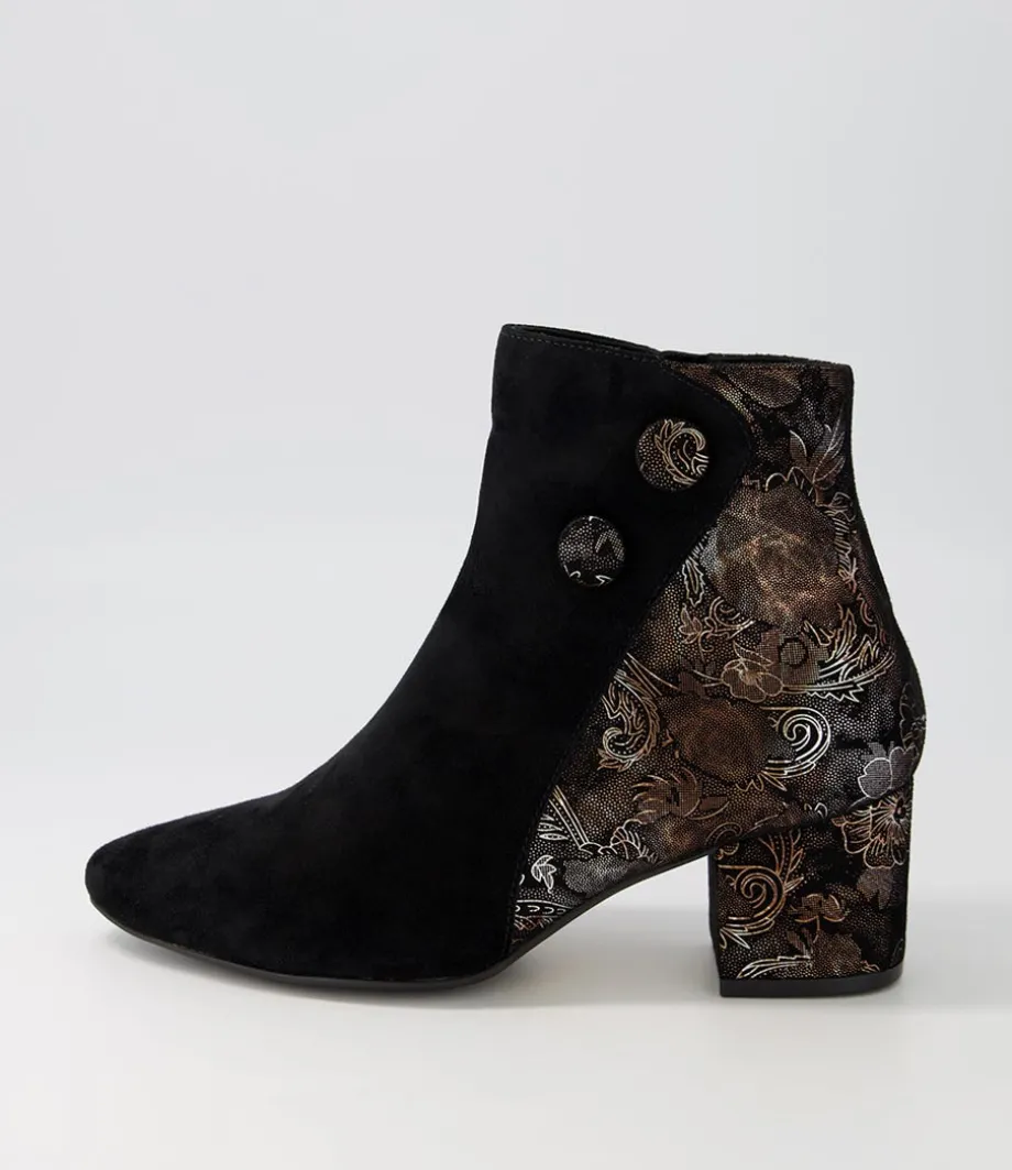 Veyda Xw Black Bronze Paisely Ankle Boots
