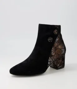 Veyda Xw Black Bronze Paisely Ankle Boots