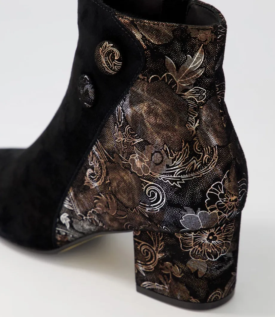 Veyda Xw Black Bronze Paisely Ankle Boots