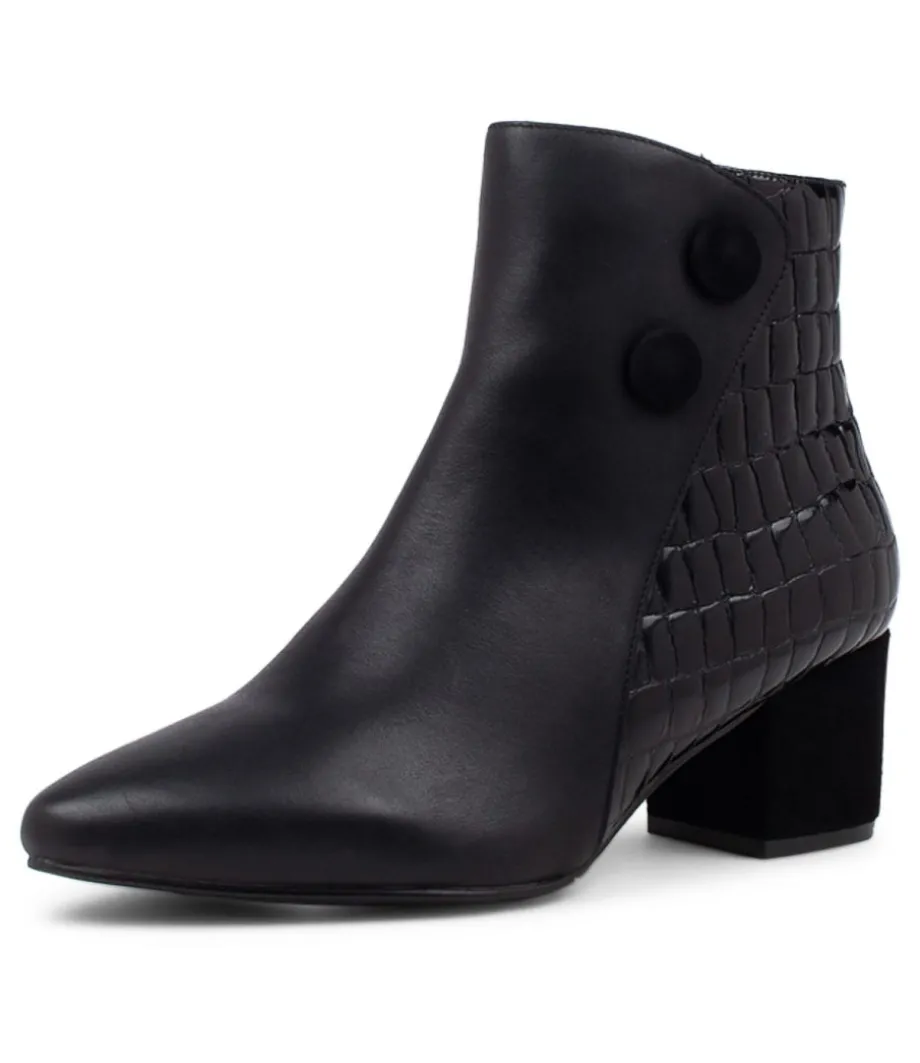 Veyda Xw Black Leather Ankle Boots