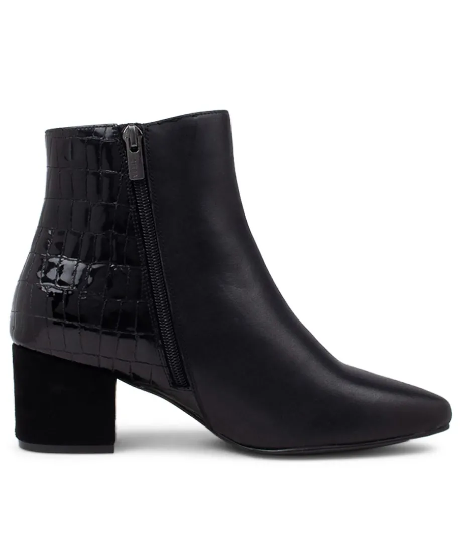 Veyda Xw Black Leather Ankle Boots
