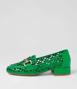 Vilis Bright Emerald Leather Heels