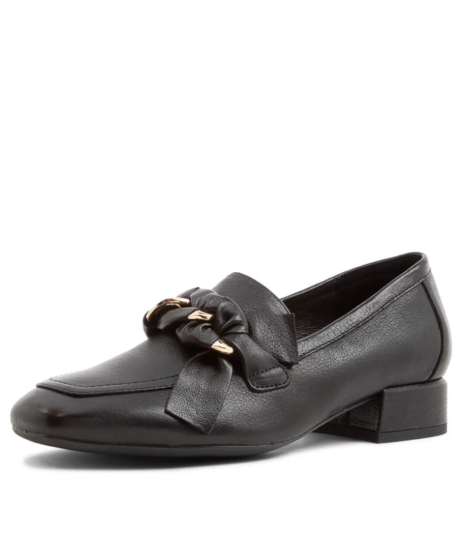 Viserys Black Leather Heels