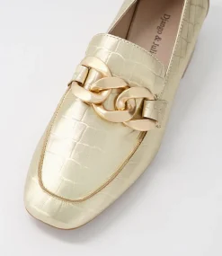 Vivandy Gold Croc Leather Heels