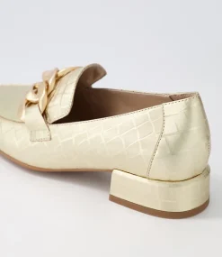 Vivandy Gold Croc Leather Heels