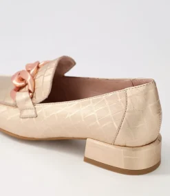 Vivandy Rose Gold Croc Leather Heels