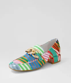 Vivandy Stripe Multi Patent Leather Heels