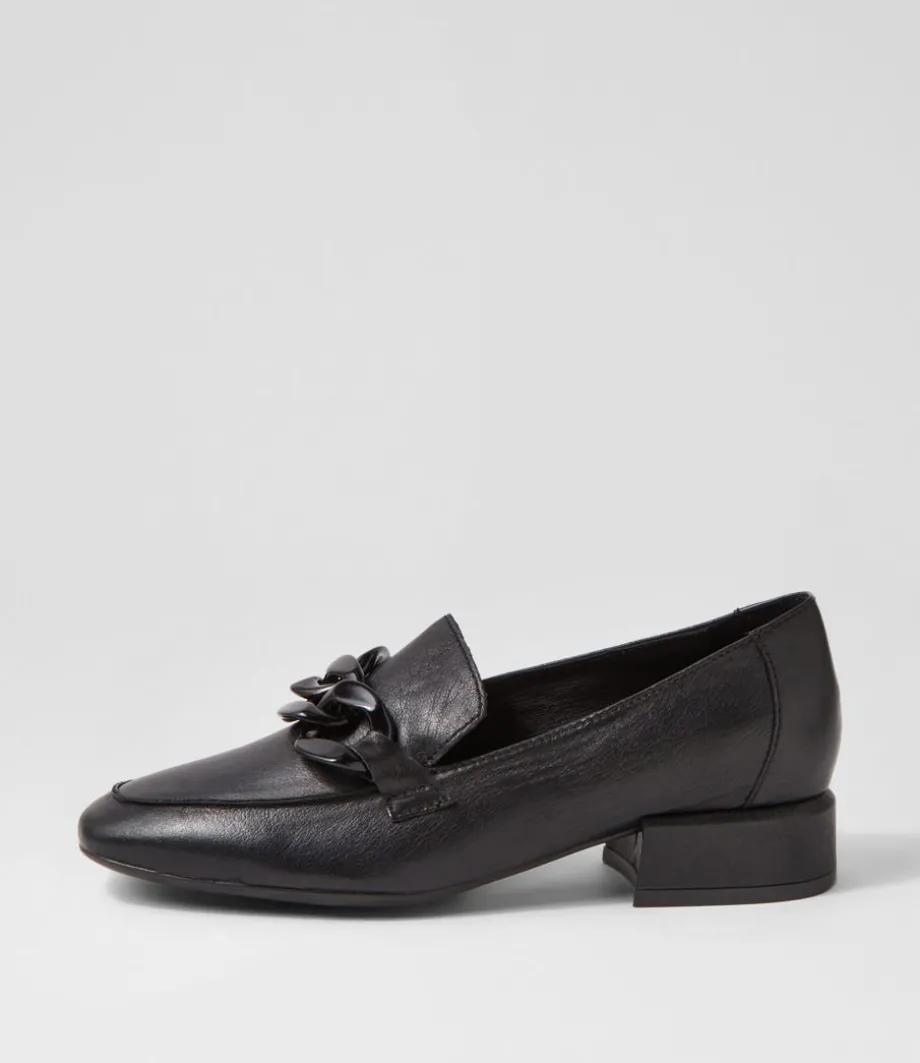 Vivek Black Leather Heels