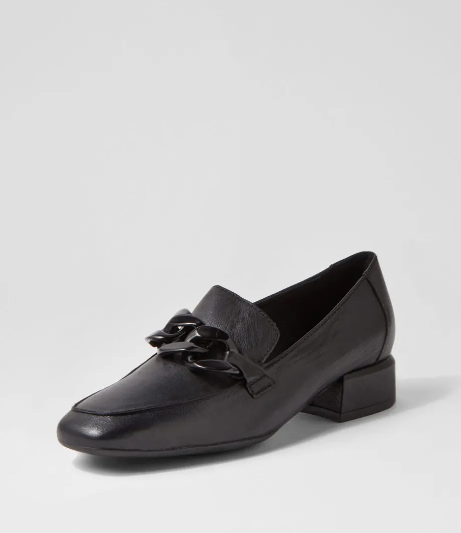 Vivek Black Leather Heels
