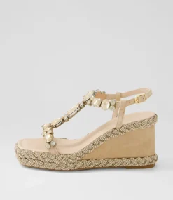 Vontey Latte Suede Jewels Sandals