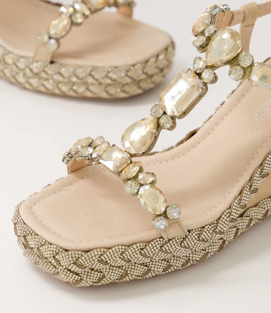 Vontey Latte Suede Jewels Sandals