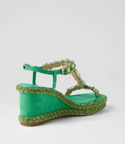 Vontey Light Emerald Suede Jewels Sandals