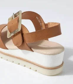 Wacie Dark Tan Leather Sandals