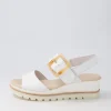 Wacie White Leather Sandals