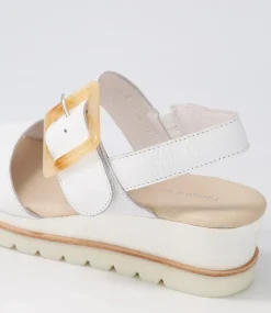 Wacie White Leather Sandals