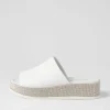 Waidest White Leather Slides