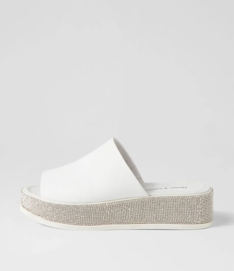 Waidest White Leather Slides