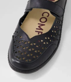 Wardela Xf Black Leather Flat Shoes