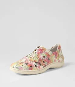 Watkin Xf Multi Palms Beige Leather Sneakers