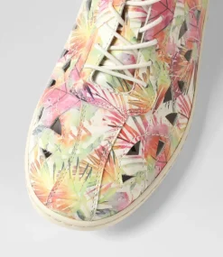 Watkin Xf Multi Palms Beige Leather Sneakers