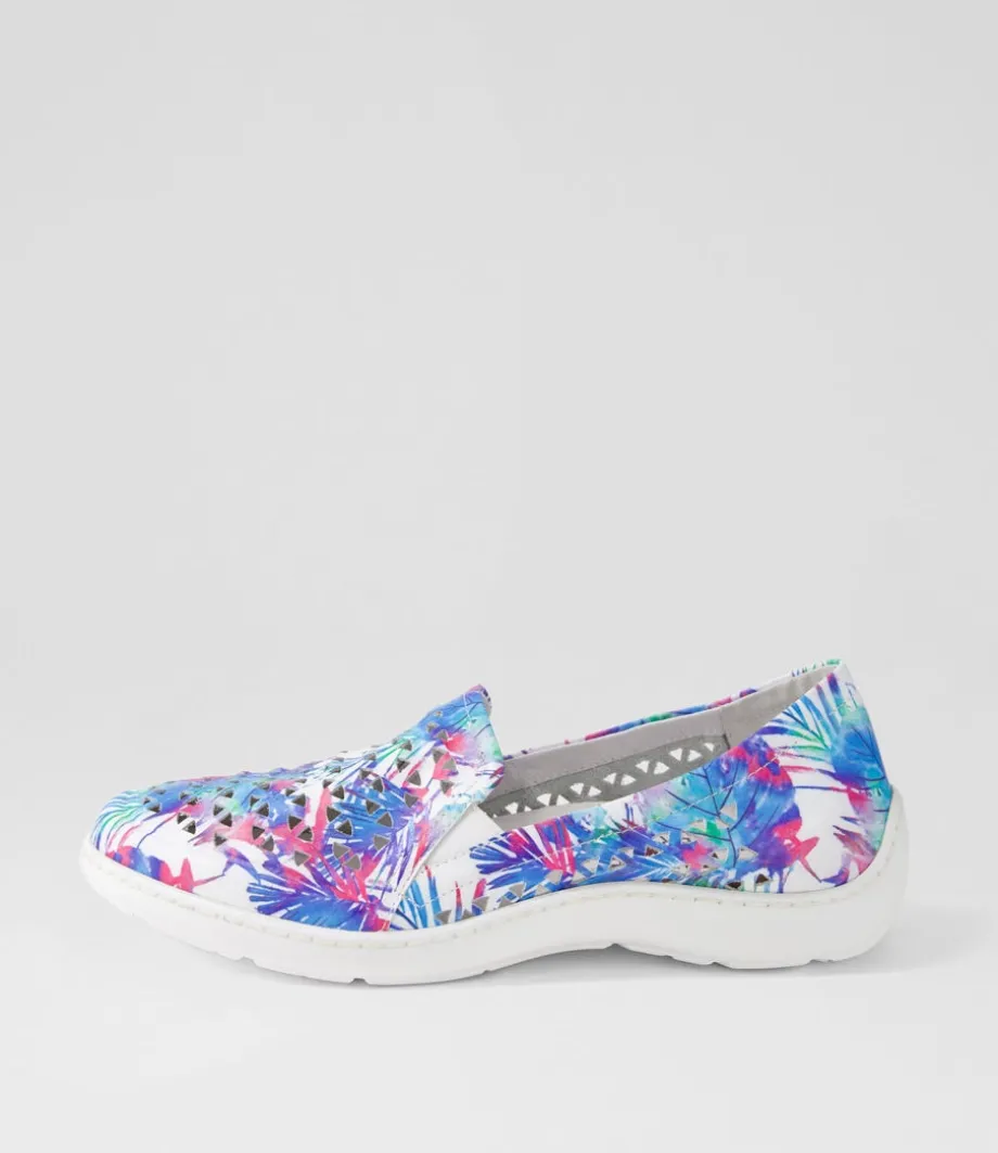 Wavada Xf Blue Palms White Leather Loafers