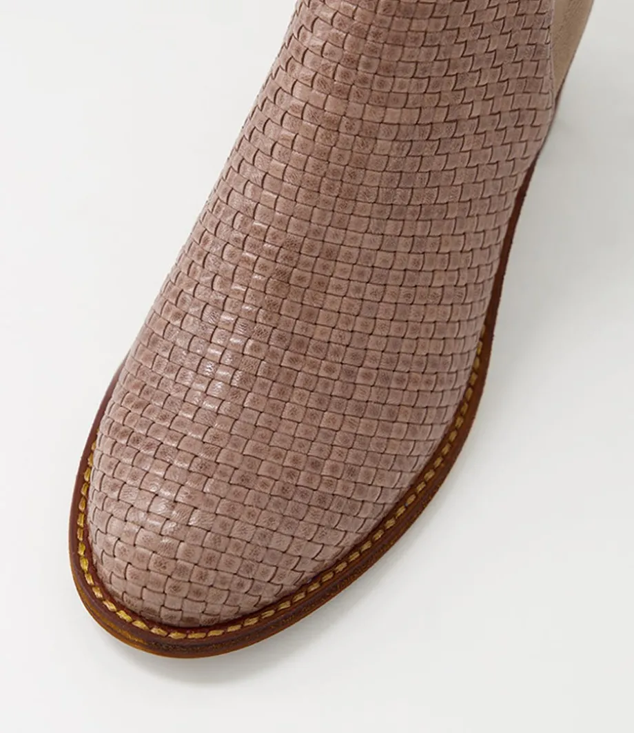 Werson Taupe Weave Leather Ankle Boots