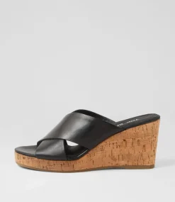 Wevie Black Leather Sandals