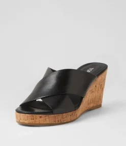 Wevie Black Leather Sandals