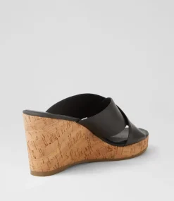 Wevie Black Leather Sandals