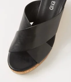 Wevie Black Leather Sandals