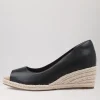 Whispa W Black Leather Espadrilles