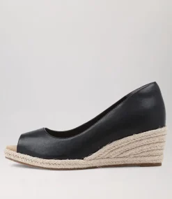 Whispa W Black Leather Espadrilles