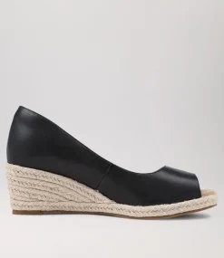Whispa W Black Leather Espadrilles