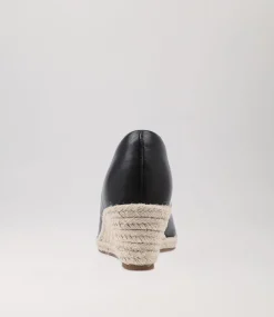 Whispa W Black Leather Espadrilles