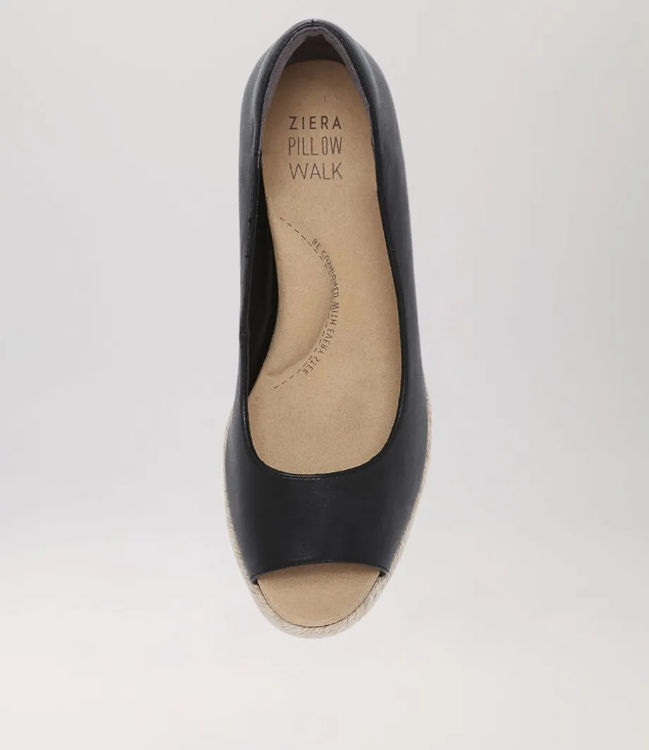 Whispa W Black Leather Espadrilles