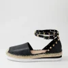 Wiela Black Leather Espadrilles