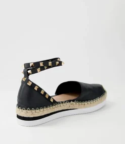Wiela Black Leather Espadrilles