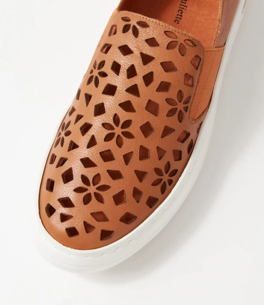 Willett Dark Tan White Leather Elastic Sneakers