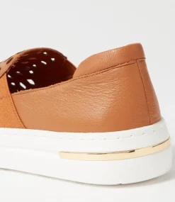 Willett Dark Tan White Leather Elastic Sneakers