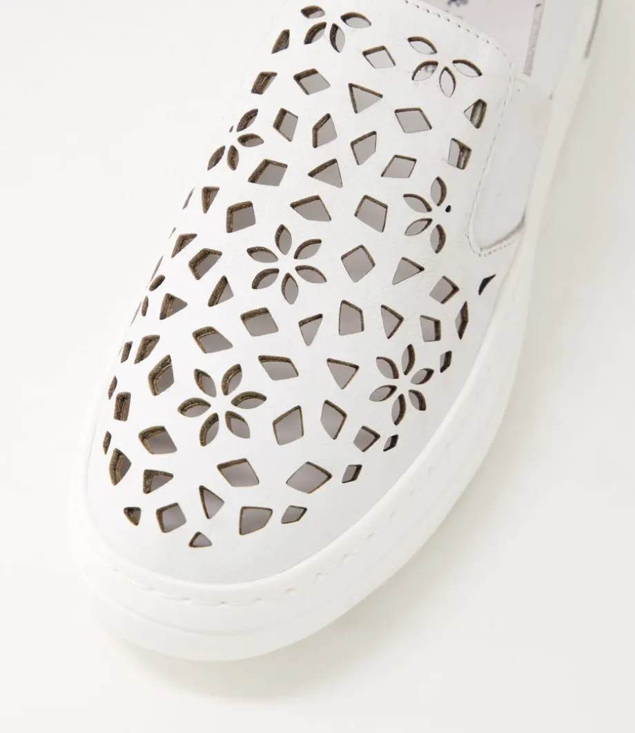 Willett White Leather Elastic Sneakers