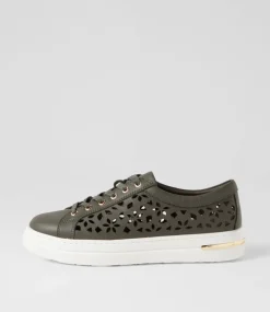 Wim Olive White Leather Sneakers