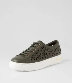 Wim Olive White Leather Sneakers
