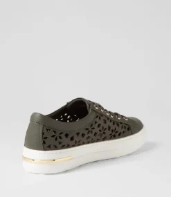 Wim Olive White Leather Sneakers
