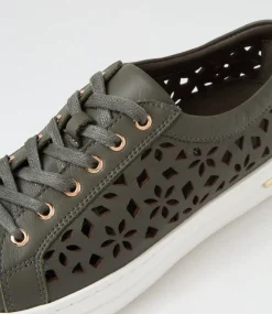 Wim Olive White Leather Sneakers