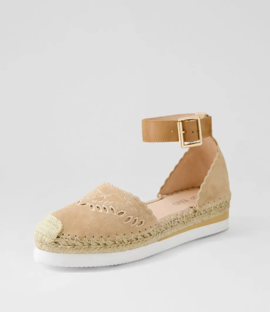 Witteny Latte Tan Suede Leather Espadrilles