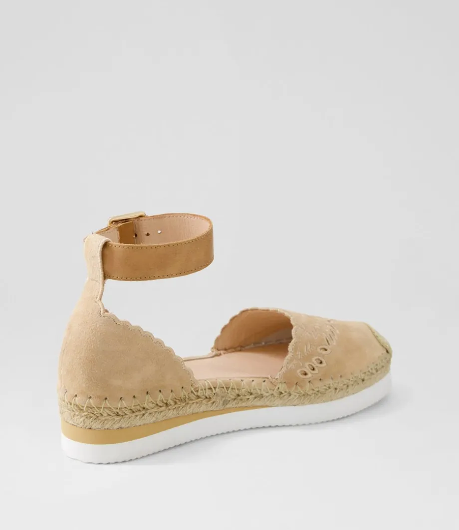 Witteny Latte Tan Suede Leather Espadrilles