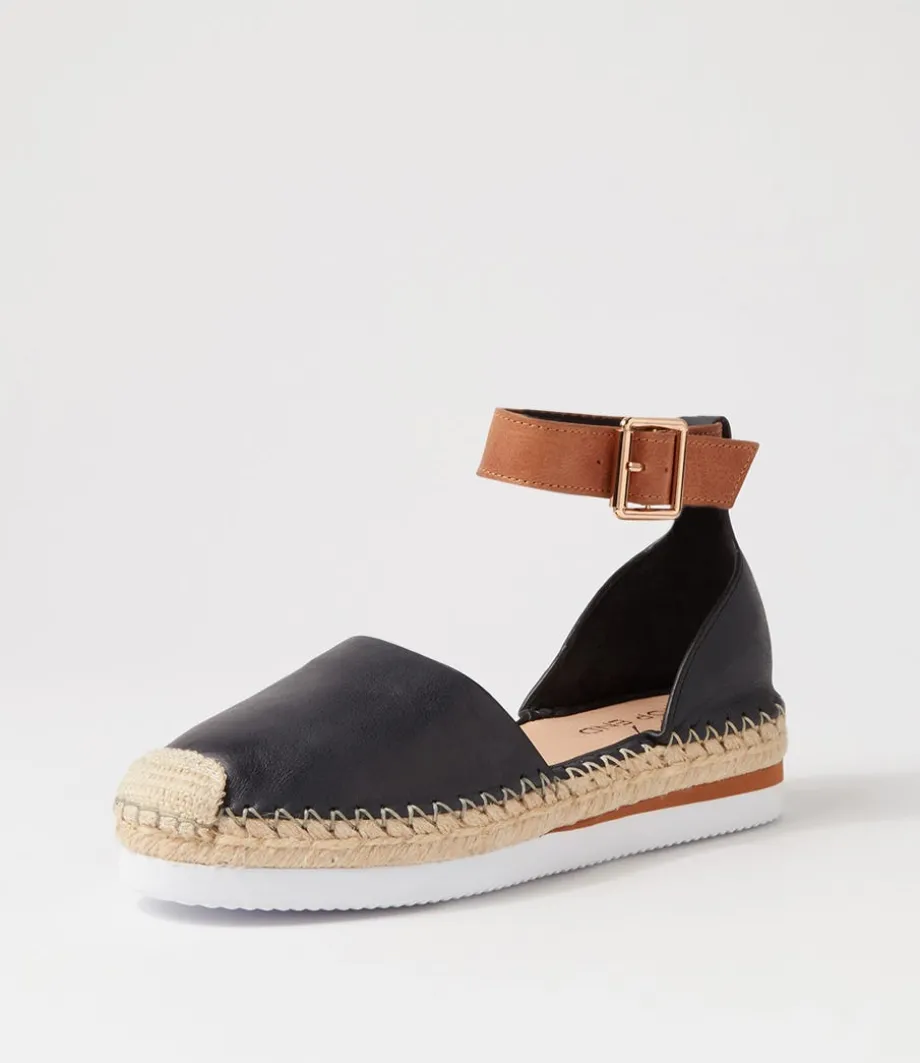 Wolver Black Tan Leather Espadrilles