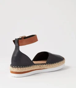 Wolver Black Tan Leather Espadrilles