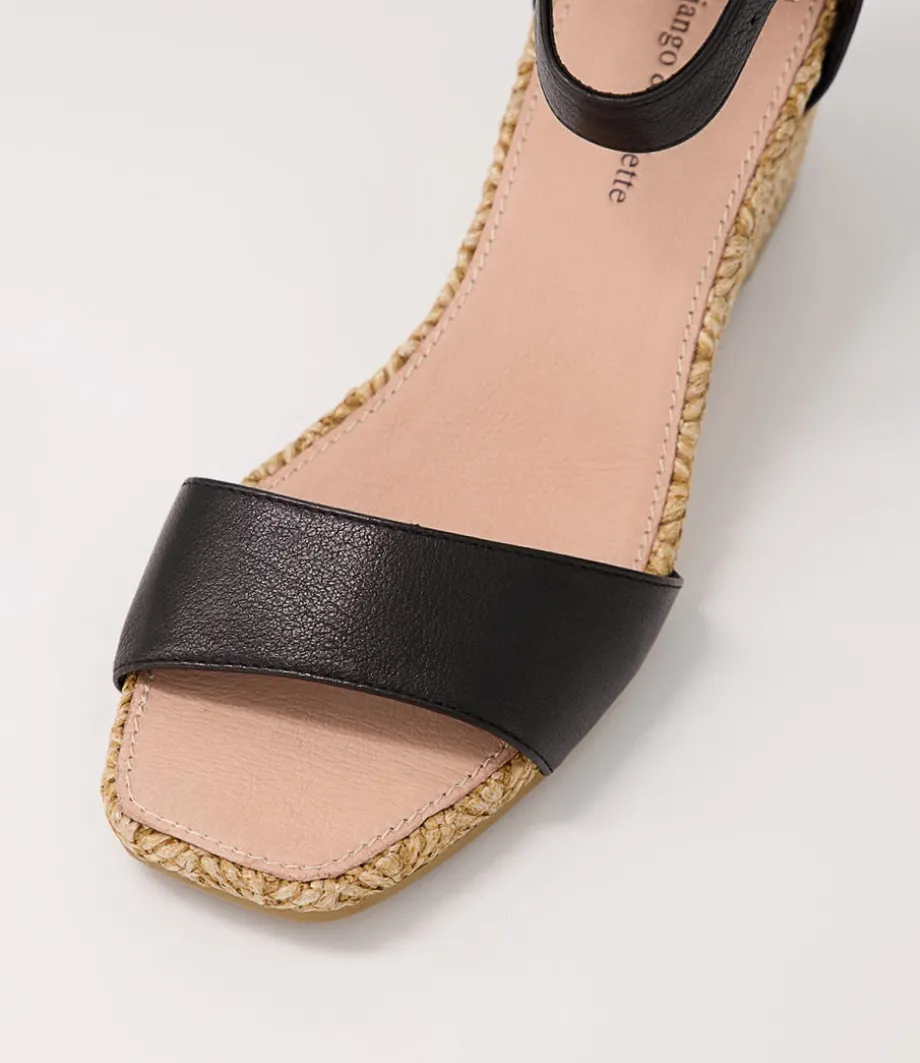 Woolysa Black Tan Leather Syn Raffia Sandals